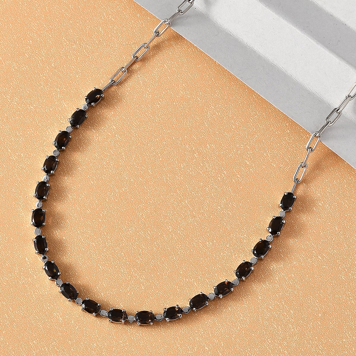 Brazilian Smoky Quartz 7.60 ctw Necklace in Platinum Bond and Stainless Steel 18 Inches  image number 1