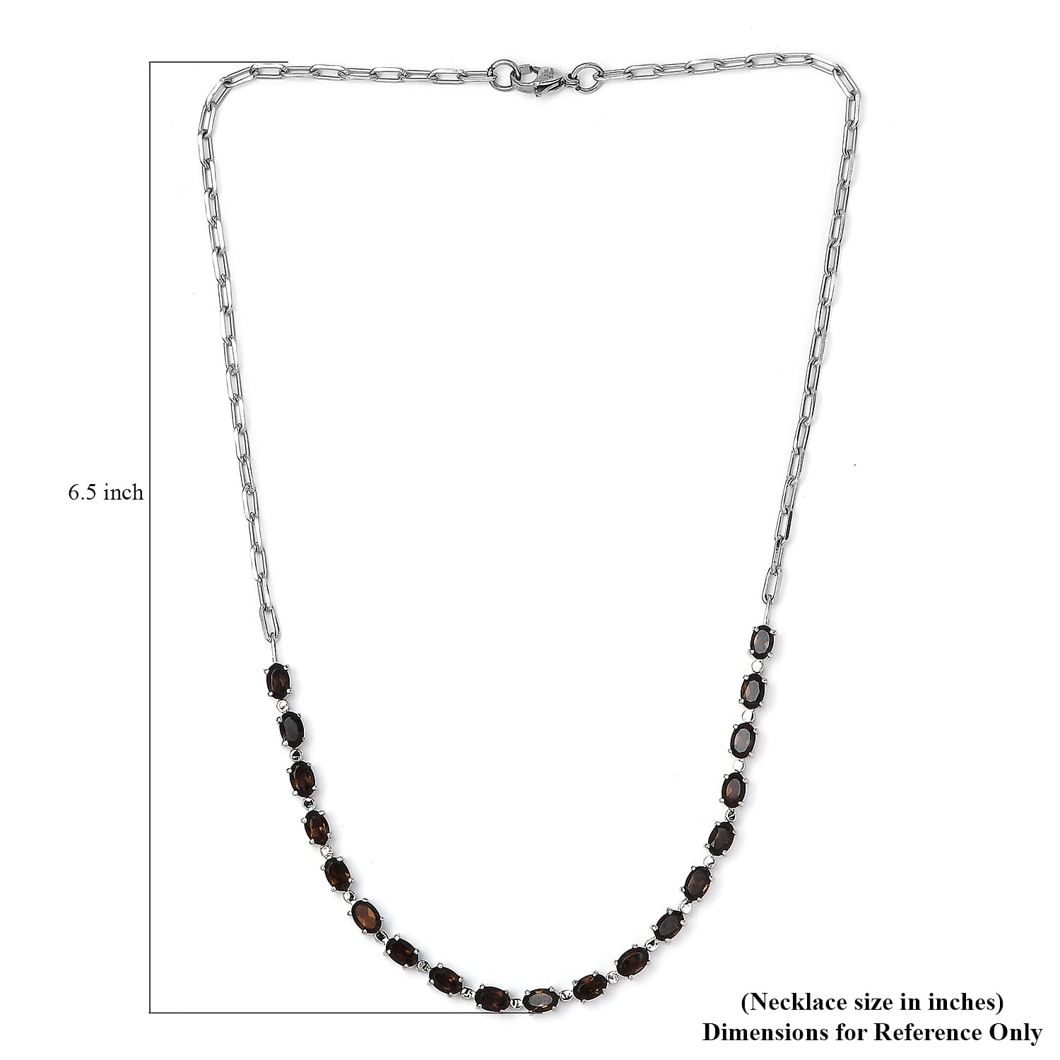 Brazilian Smoky Quartz 7.60 ctw Necklace in Platinum Bond and Stainless Steel 18 Inches 