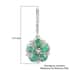 AAA Kagem Emerald and White Zircon Floral Earrings in Rhodium Over Sterling Silver 2.10 ctw image number 4