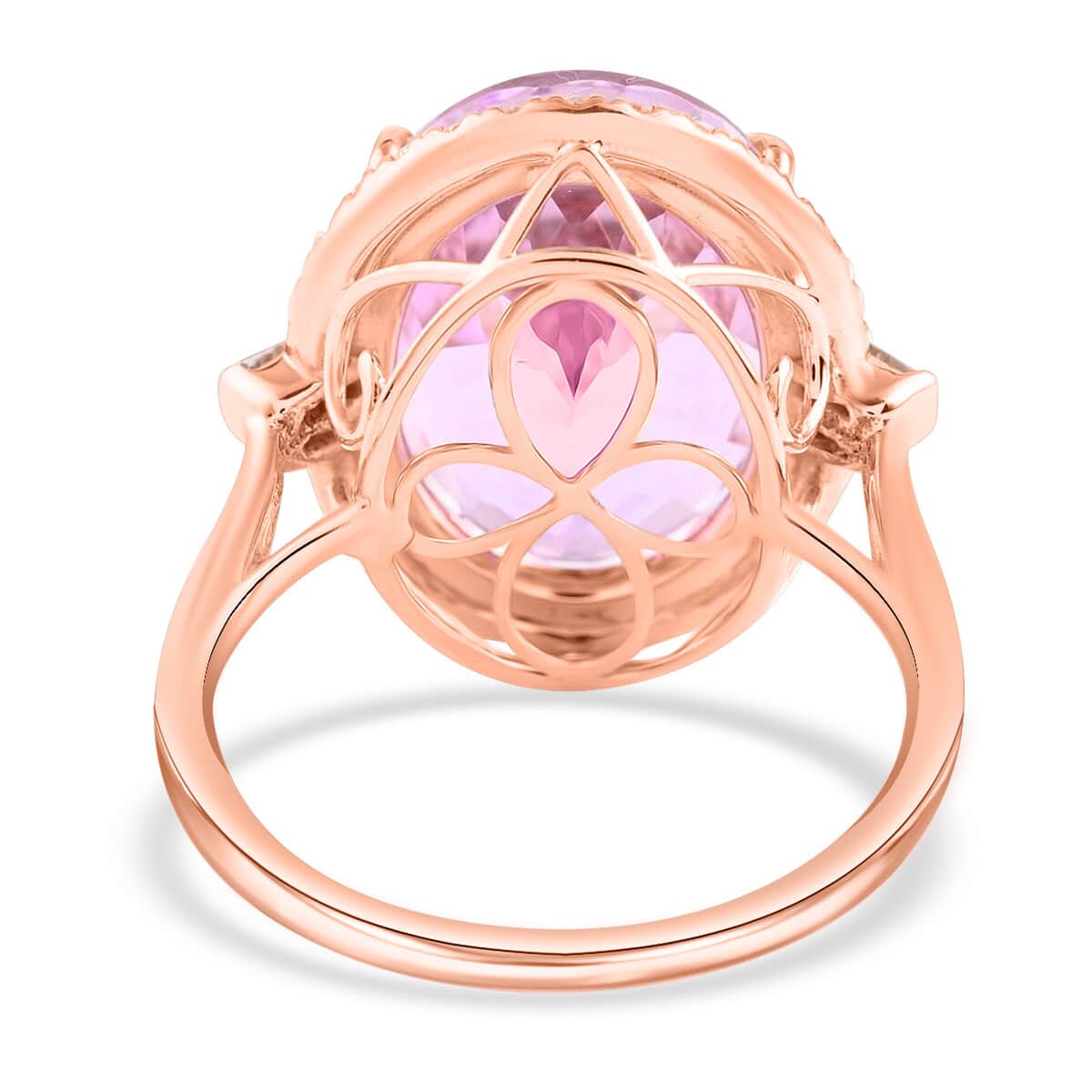 Certified and Appraised Iliana 18K Rose Gold AAA Patroke Kunzite and G-H SI Diamond Halo Ring (Size 7.0) 5.40 Grams 12.80 ctw image number 4
