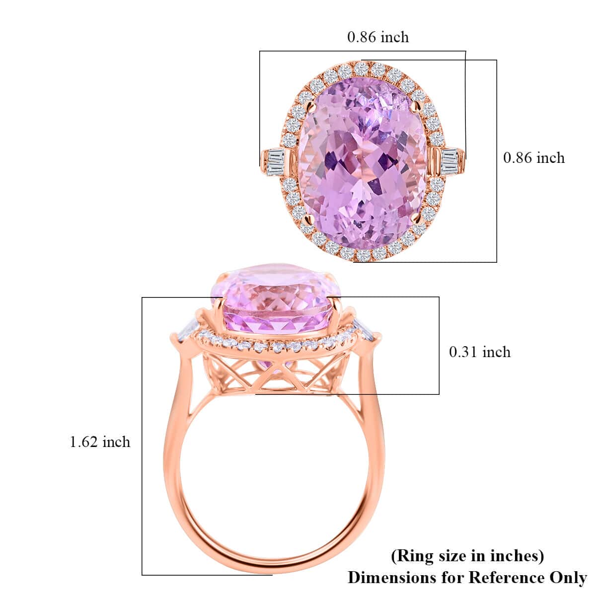 Certified and Appraised Iliana 18K Rose Gold AAA Patroke Kunzite and G-H SI Diamond Halo Ring (Size 7.0) 5.40 Grams 12.80 ctw image number 5