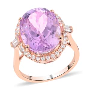 Certified and Appraised Iliana 18K Rose Gold AAA Patroke Kunzite and G-H SI Diamond Halo Ring (Size 9.0) 5.40 Grams 12.80 ctw