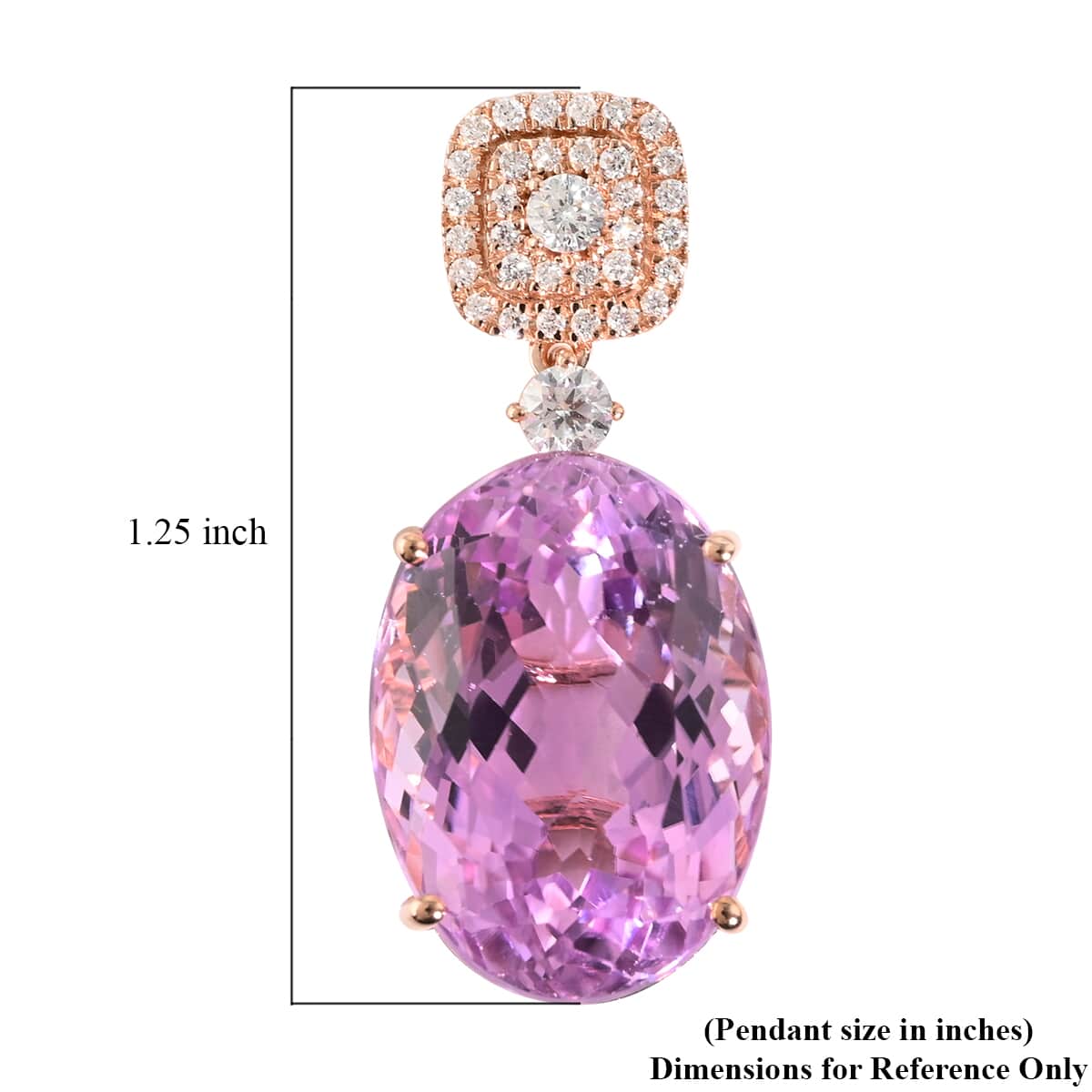 Certified and Appraised ILIANA 18K Rose Gold AAA Patroke Kunzite and G-H SI Diamond Pendant 3.30 Grams 16.30 ctw image number 3