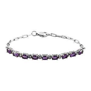 African Amethyst 4.10 ctw Bracelet in Platinum Bond and Stainless Steel (7.25 In)