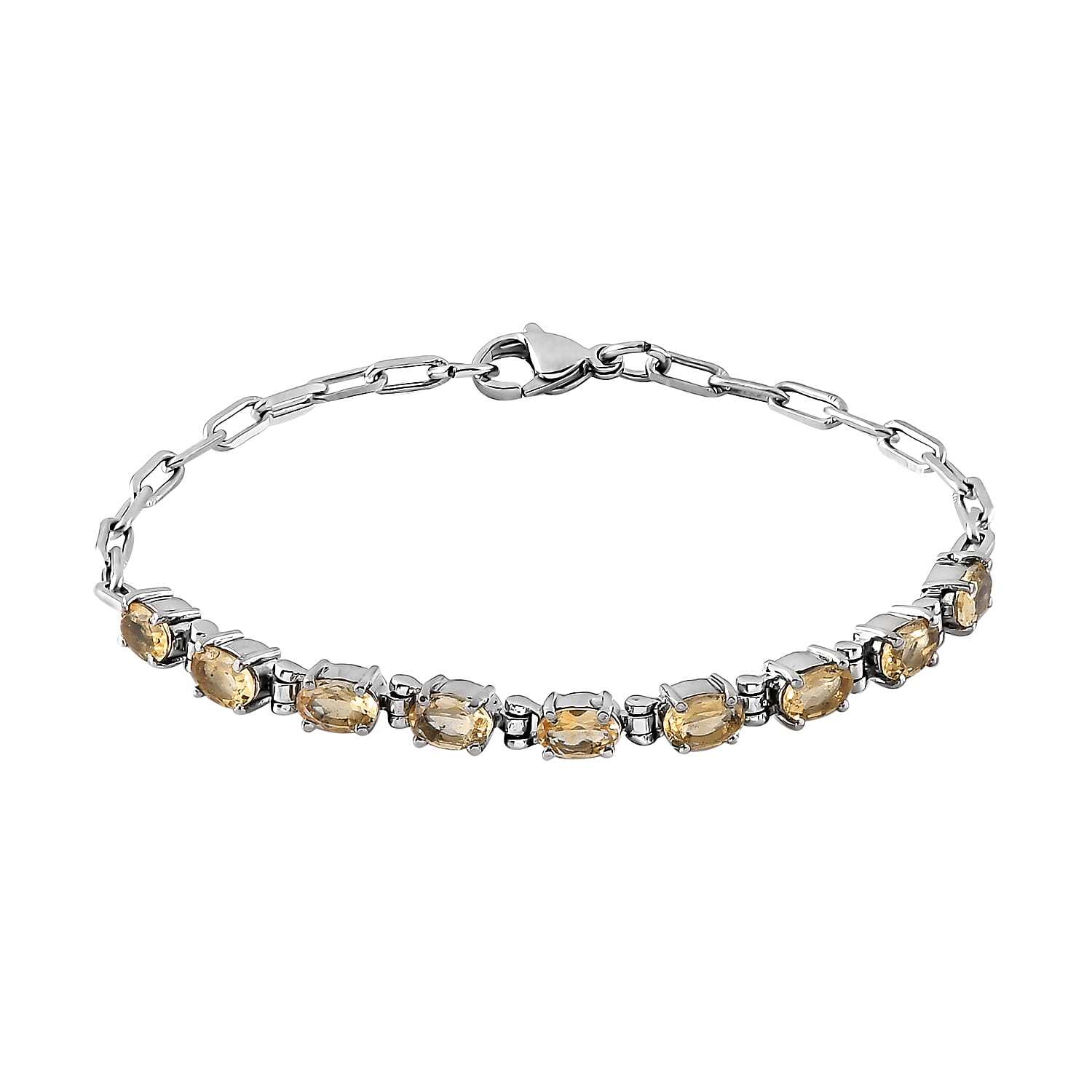 Brazilian Citrine 3.15 ctw Bracelet in Platinum Bond and Stainless Steel (7.25 In)