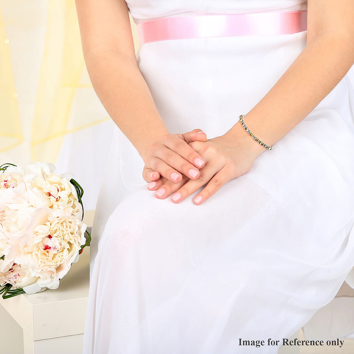 Brazilian Citrine 3.15 ctw Bracelet in Platinum Bond and Stainless Steel (7.25 In) image number 1