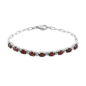 Mozambique Garnet 4.90 ctw Bracelet in Platinum Bond and Stainless Steel (7.25 In)