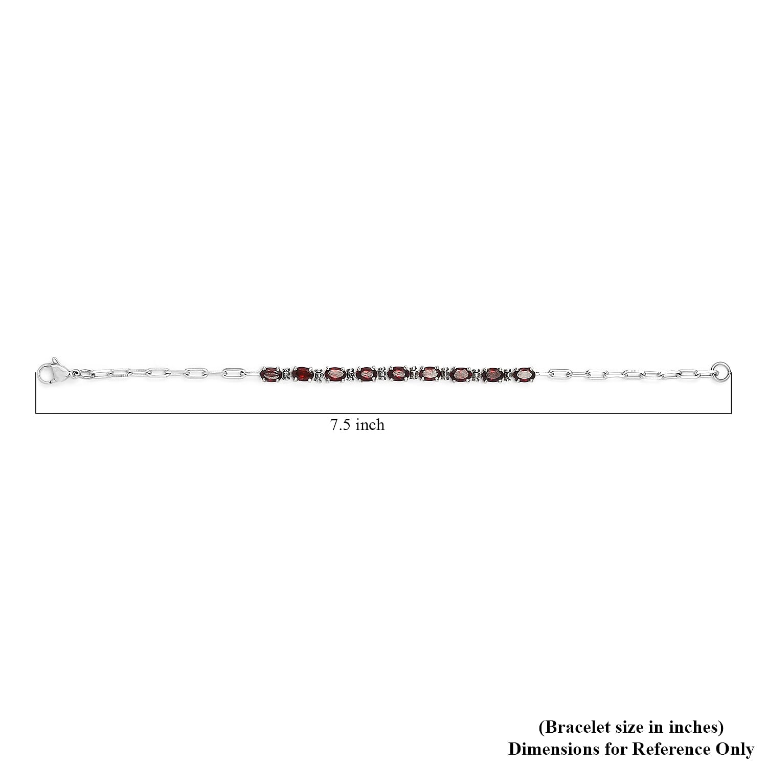 Mozambique Garnet 4.90 ctw Bracelet in Platinum Bond and Stainless Steel (7.25 In)