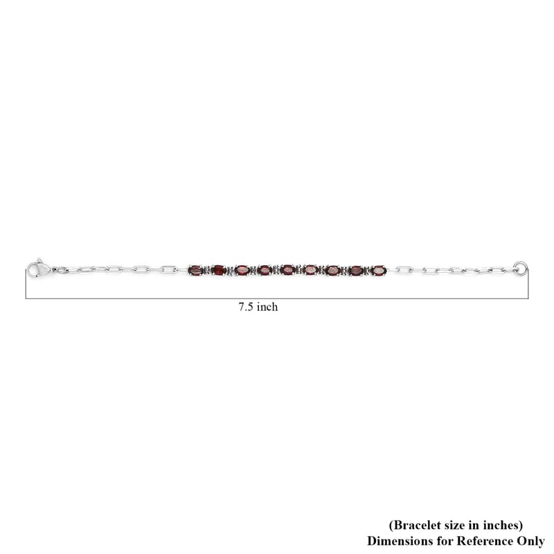 Mozambique Garnet 4.90 ctw Bracelet in Platinum Bond and Stainless Steel (7.25 In)