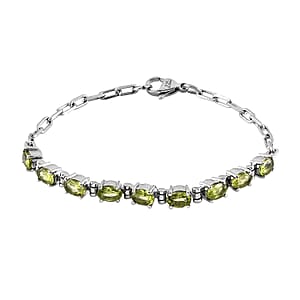 Hebei Peridot 4.30 ctw Bracelet in Platinum Bond and Stainless Steel (7.25 In)