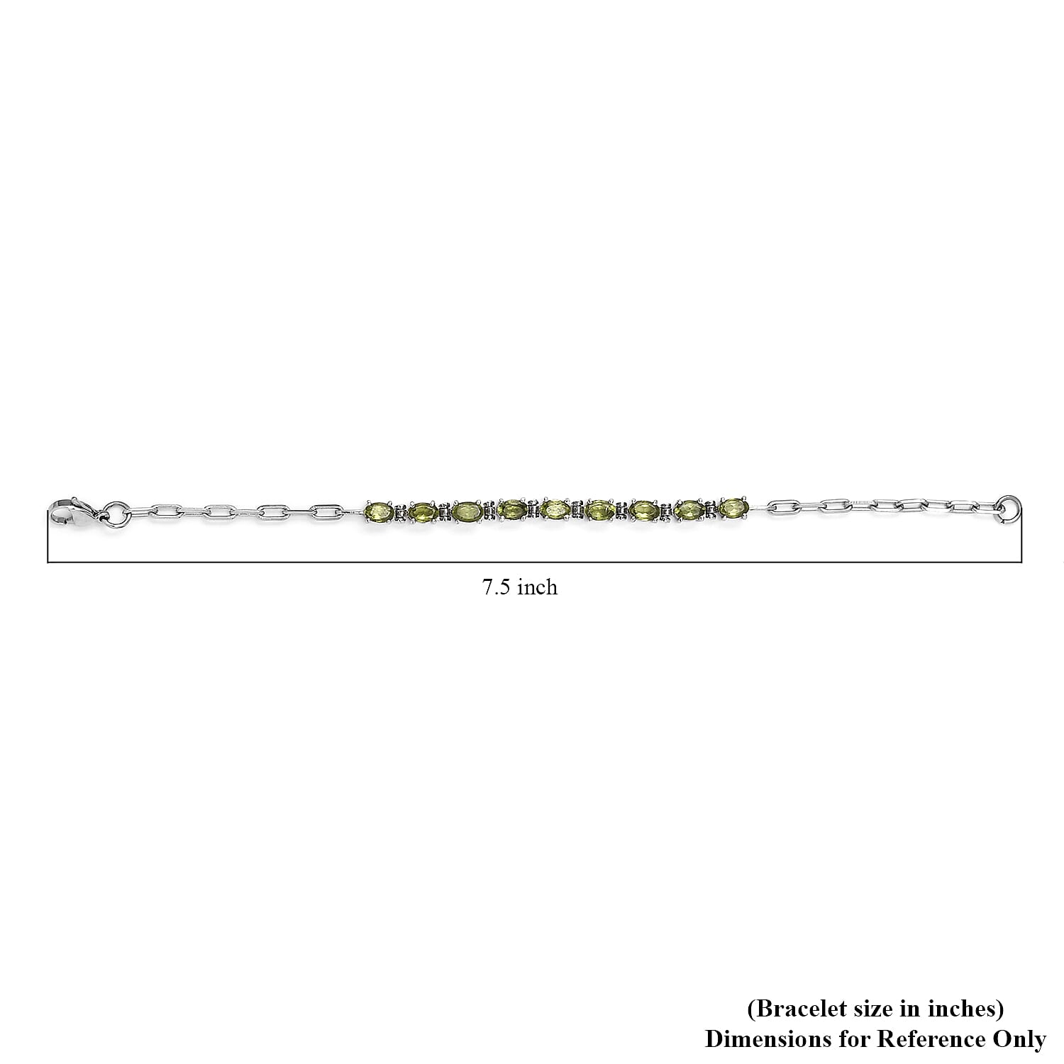 Hebei Peridot 4.30 ctw Bracelet in Platinum Bond and Stainless Steel (7.25 In)