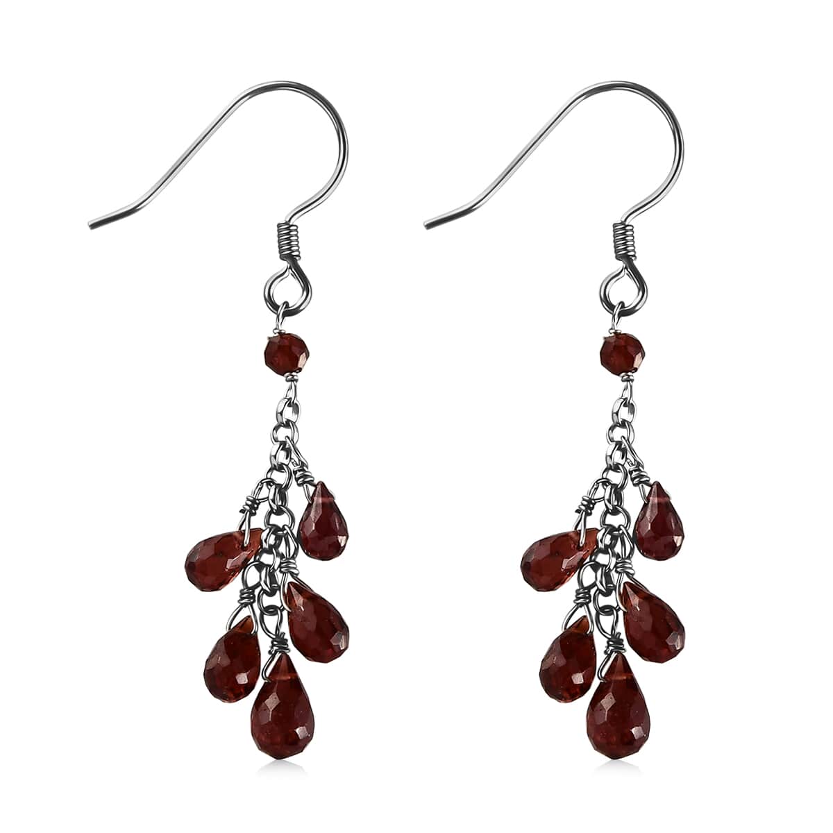 Mozambique Garnet Drop Earrings in Rhodium Over Sterling Silver 9.15 ctw image number 0