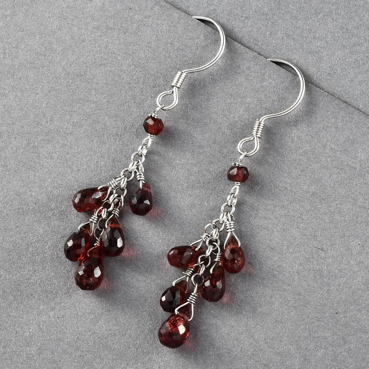 Mozambique Garnet Drop Earrings in Rhodium Over Sterling Silver 9.15 ctw image number 1