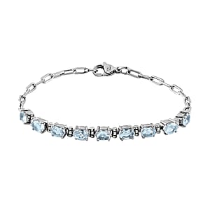 Sky Blue Topaz 5.75 ctw Bracelet in Platinum Bond and Stainless Steel (7.25 In)