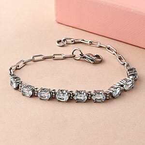 Sky Blue Topaz 5.75 ctw Bracelet in Platinum Bond and Stainless Steel (7.25 In)