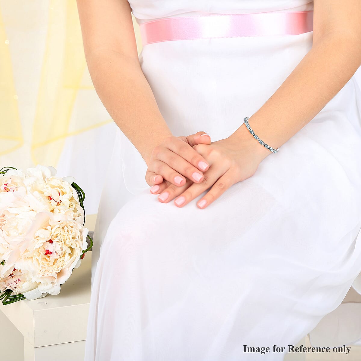 Sky Blue Topaz 5.75 ctw Bracelet in Platinum Bond and Stainless Steel (7.25 In) image number 2