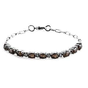 Brazilian Smoky Quartz 3.75 ctw Bracelet in Platinum Bond and Stainless Steel (7.25 In)