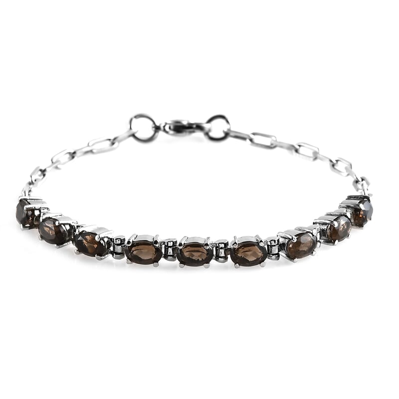 Brazilian Smoky Quartz 3.75 ctw Bracelet in Platinum Bond and Stainless Steel (7.25 In)