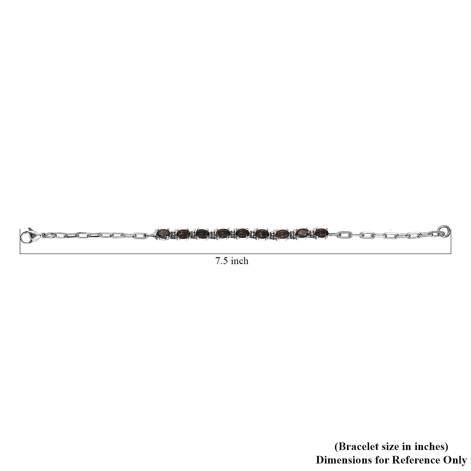 Brazilian Smoky Quartz 3.75 ctw Bracelet in Platinum Bond and Stainless Steel (7.25 In)