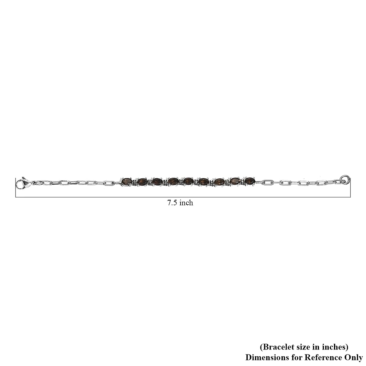 Brazilian Smoky Quartz 3.75 ctw Bracelet in Platinum Bond and Stainless Steel (7.25 In) image number 3