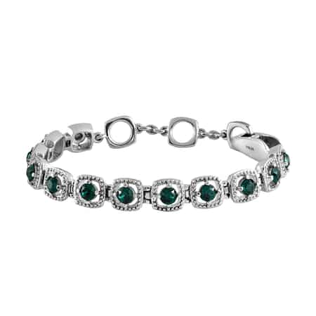 Emerald Color Crystal Bracelet in Stainless Steel (7.25 In) image number 0
