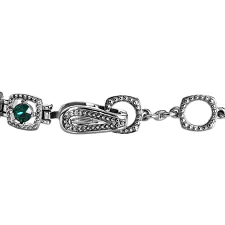 Emerald Color Crystal Bracelet in Stainless Steel (7.25 In) image number 3
