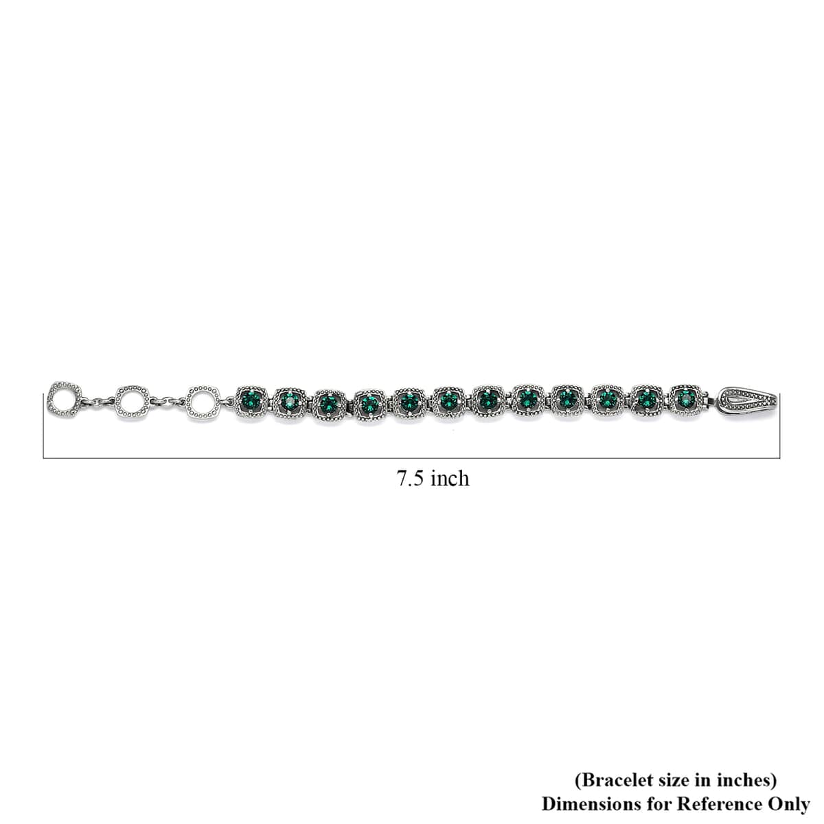 Emerald Color Crystal Bracelet in Stainless Steel (7.25 In) image number 4