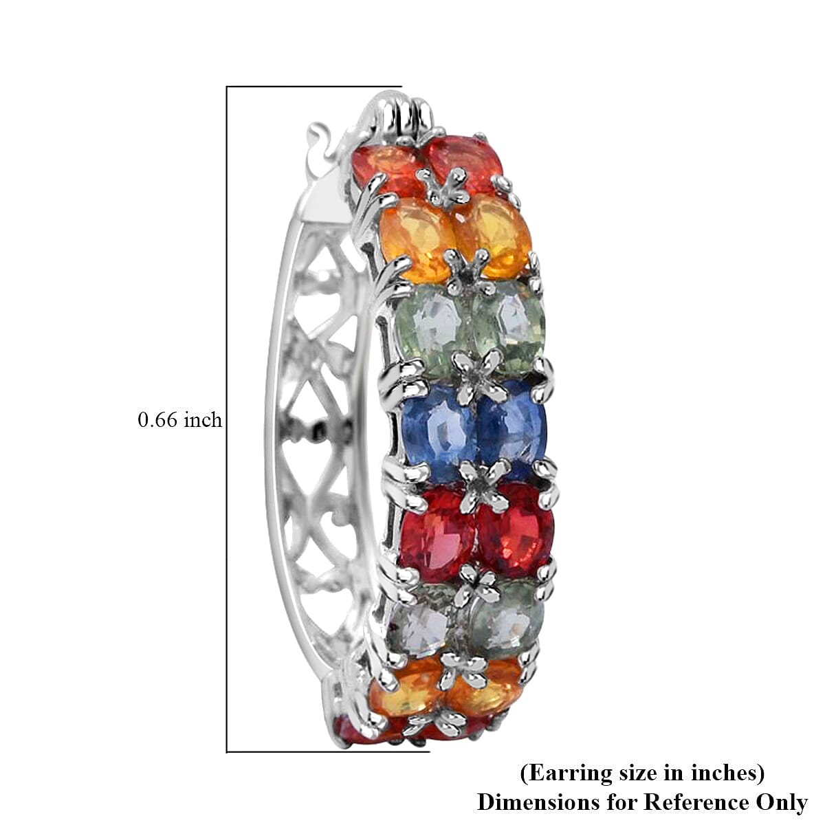 Multi Sapphire Hoop Earrings in Platinum Over Sterling Silver 7.65 ctw