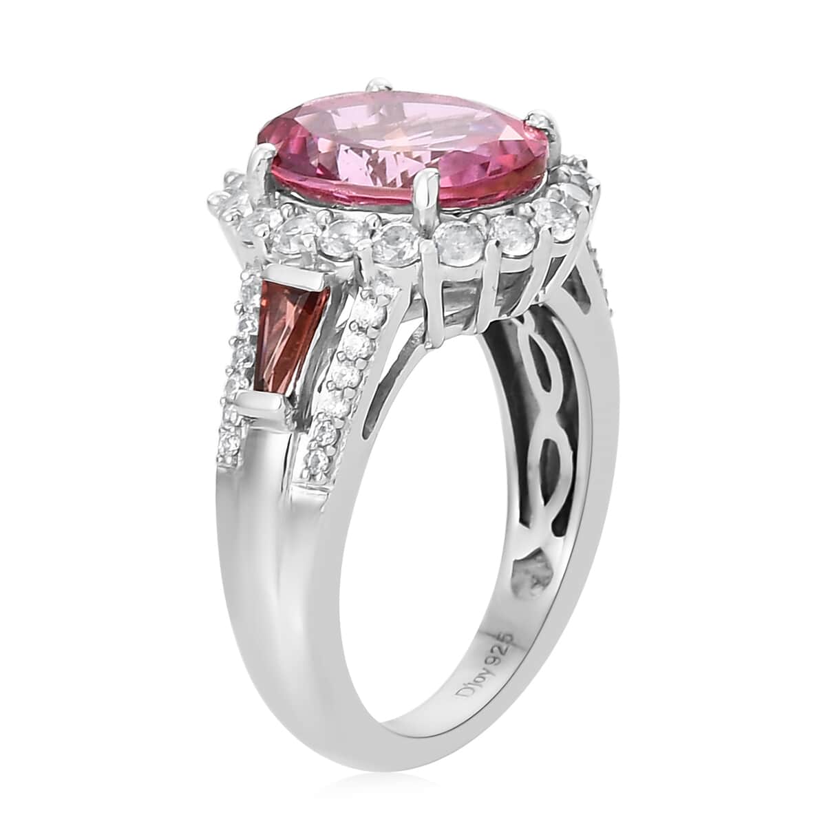 Pure Pink Mystic Topaz and Multi Gemstone Cocktail Ring in Platinum Over Sterling Silver (Size 7.0) 6.85 ctw image number 3