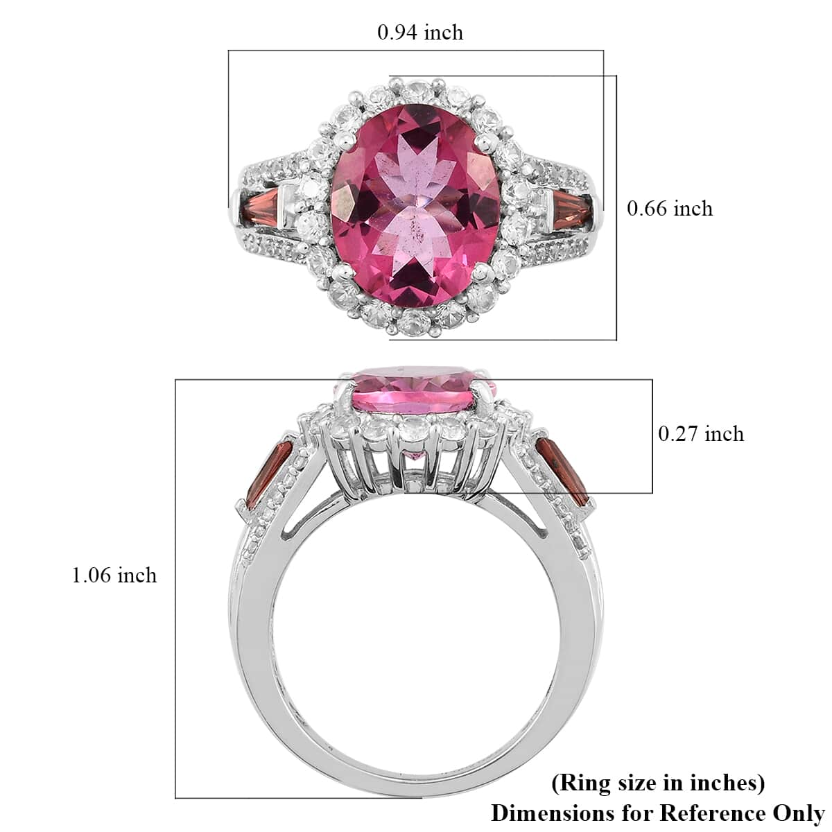 Pure Pink Mystic Topaz and Multi Gemstone Cocktail Ring in Platinum Over Sterling Silver (Size 7.0) 6.85 ctw image number 5