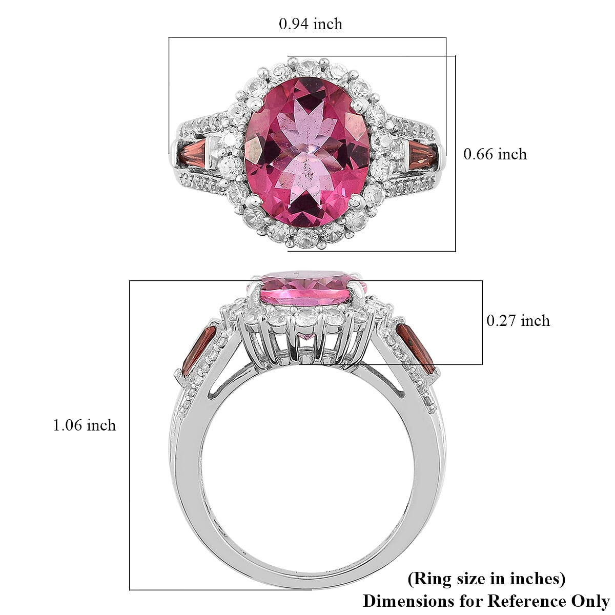 Pure Pink Mystic Topaz and Multi Gemstone Cocktail Ring in Platinum Over Sterling Silver (Size 9.0) 6.85 ctw image number 5