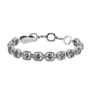 Black Diamond Crystal Bracelet in Stainless Steel (7.25 In)