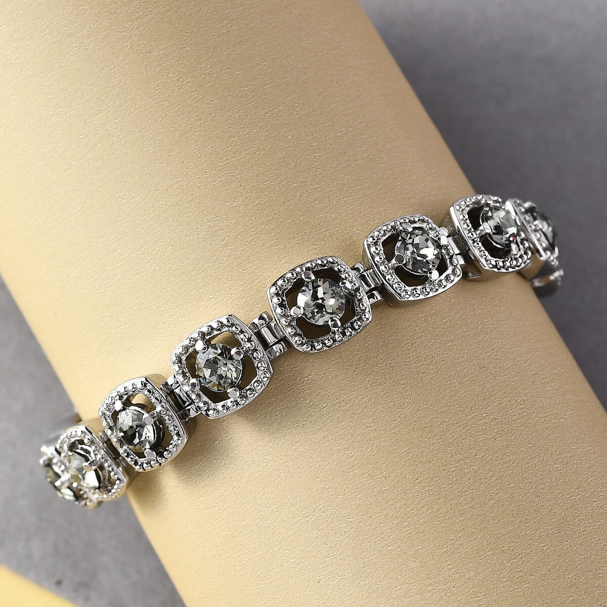 Black Diamond Crystal Bracelet in Stainless Steel (7.25 In) image number 1