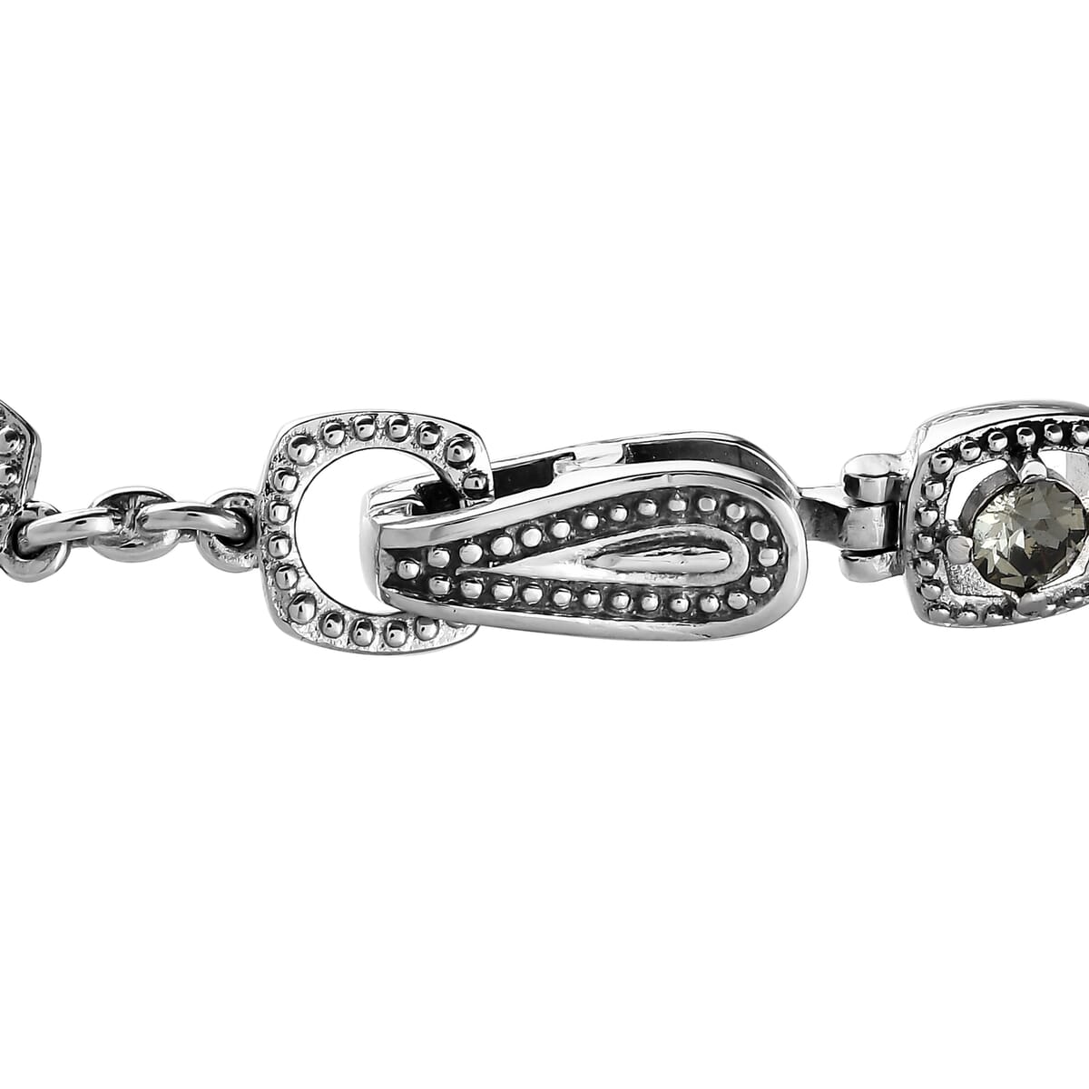 Black Diamond Crystal Bracelet in Stainless Steel (7.25 In) image number 3
