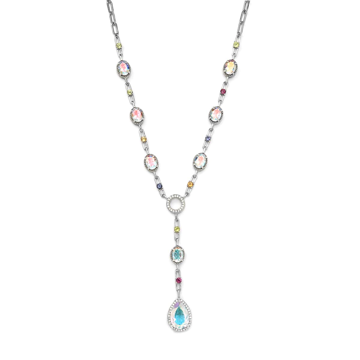 Mercury Mystic Topaz and Multi Gemstone Station Necklace 18 Inches in Platinum Over Sterling Silver 18.10 ctw image number 0