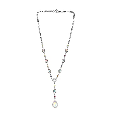 Mercury Mystic Topaz and Multi Gemstone Station Necklace 18 Inches in Platinum Over Sterling Silver 18.10 ctw