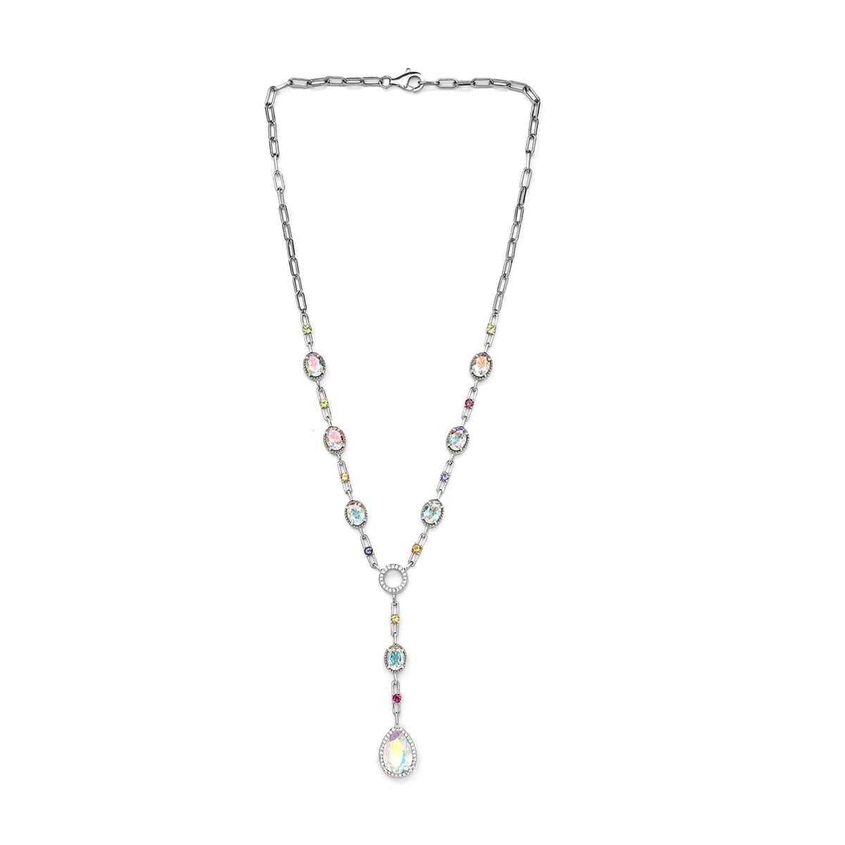 Mercury Mystic Topaz and Multi Gemstone Station Necklace 18 Inches in Platinum Over Sterling Silver 18.10 ctw image number 3