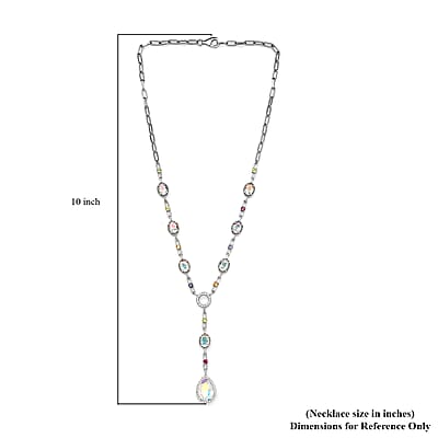 Mercury Mystic Topaz and Multi Gemstone Station Necklace 18 Inches in Platinum Over Sterling Silver 18.10 ctw