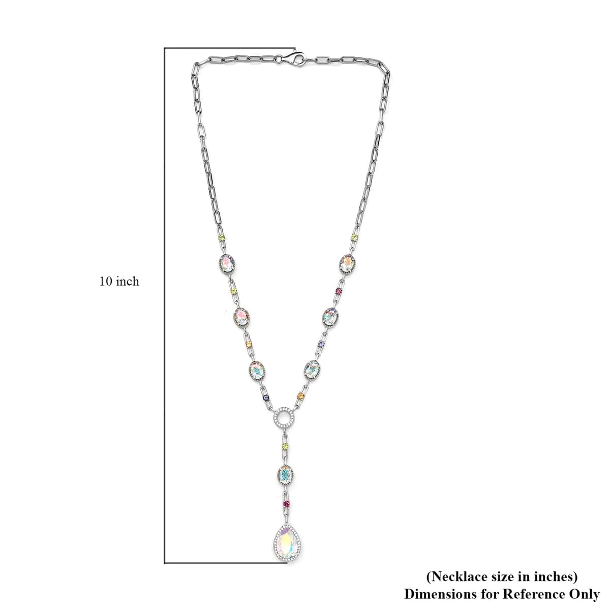 Mercury Mystic Topaz and Multi Gemstone Station Necklace 18 Inches in Platinum Over Sterling Silver 18.10 ctw image number 5