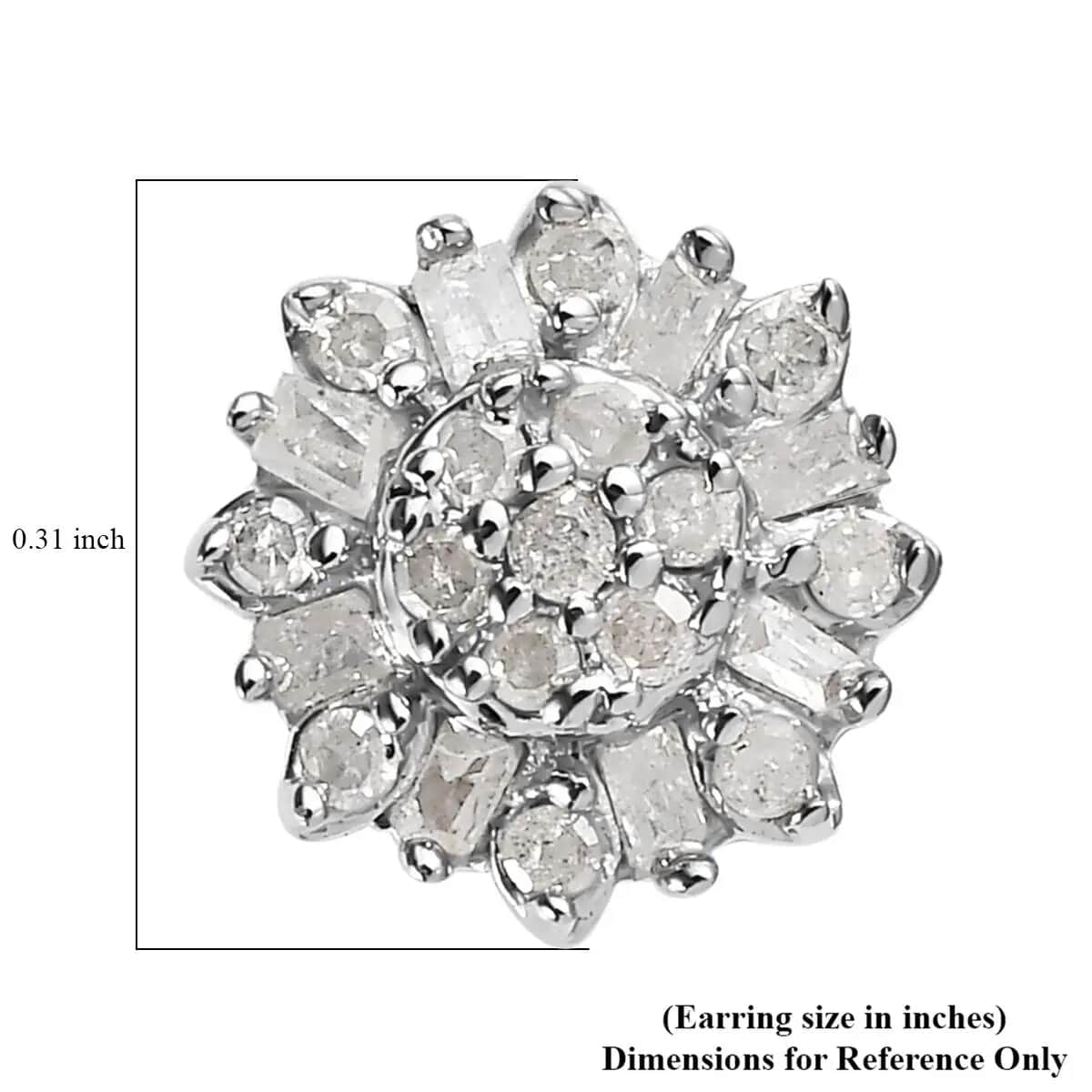 Diamond Floral Stud Earrings in Platinum Over Sterling Silver 0.25 ctw image number 6