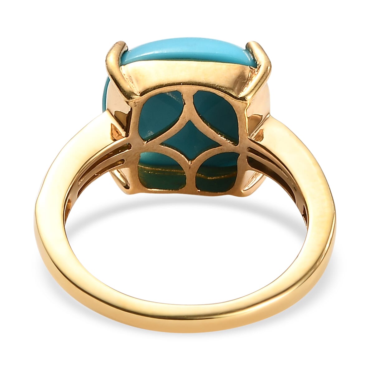 Sleeping Beauty Turquoise and Natural White Zircon Ring in Vermeil Yellow Gold Over Sterling Silver (Size 6.0) 5.85 ctw image number 4