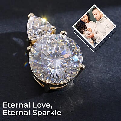 Luxoro 120 Facet Moissanite 3.90 ctw Pendant ,10K Yellow Gold Pendant ,Gold Jewelry For Her , Moissanite Jewelry