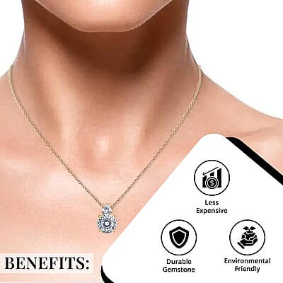 Luxoro 120 Facet Moissanite 3.90 ctw Pendant ,10K Yellow Gold Pendant ,Gold Jewelry For Her , Moissanite Jewelry