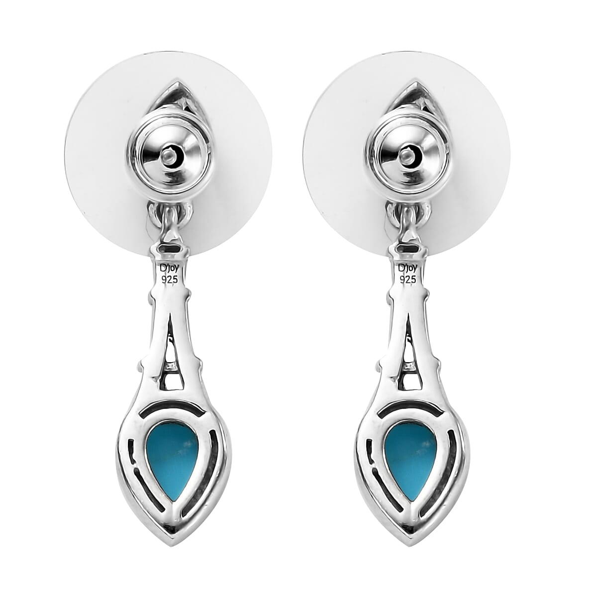 Sleeping Beauty Turquoise Dangling Earrings in Platinum Over Sterling Silver 1.75 ctw