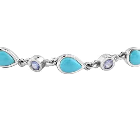 Sleeping Beauty Turquoise and Tanzanite Bracelet in Platinum Over Sterling Silver (8.00 In) 4.65 ctw image number 2