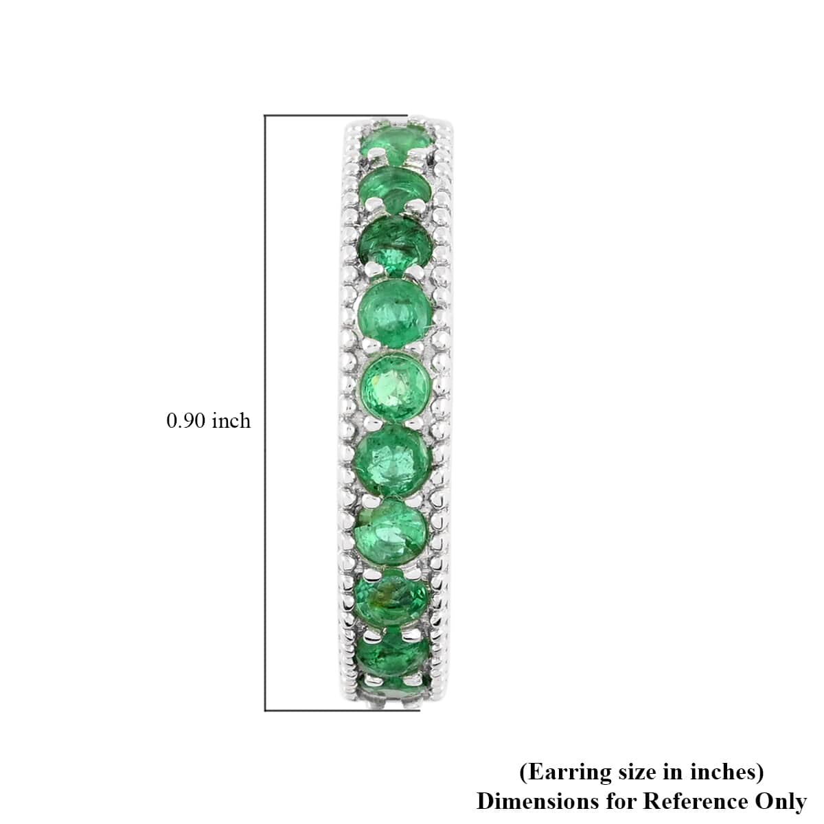 AAA Kagem Emerald Hoop Earrings in Rhodium Over Sterling Silver 1.30 ctw image number 4