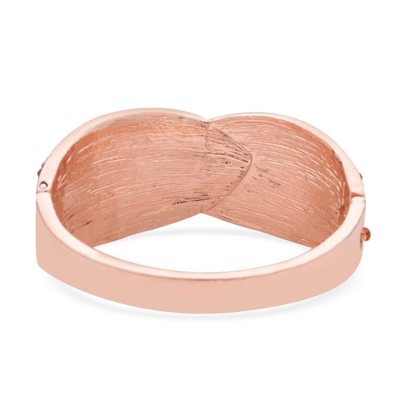 Simulated Pink Sapphire and Pink Austrian Crystal Bangle Bracelet in Rosetone (7.00 In)