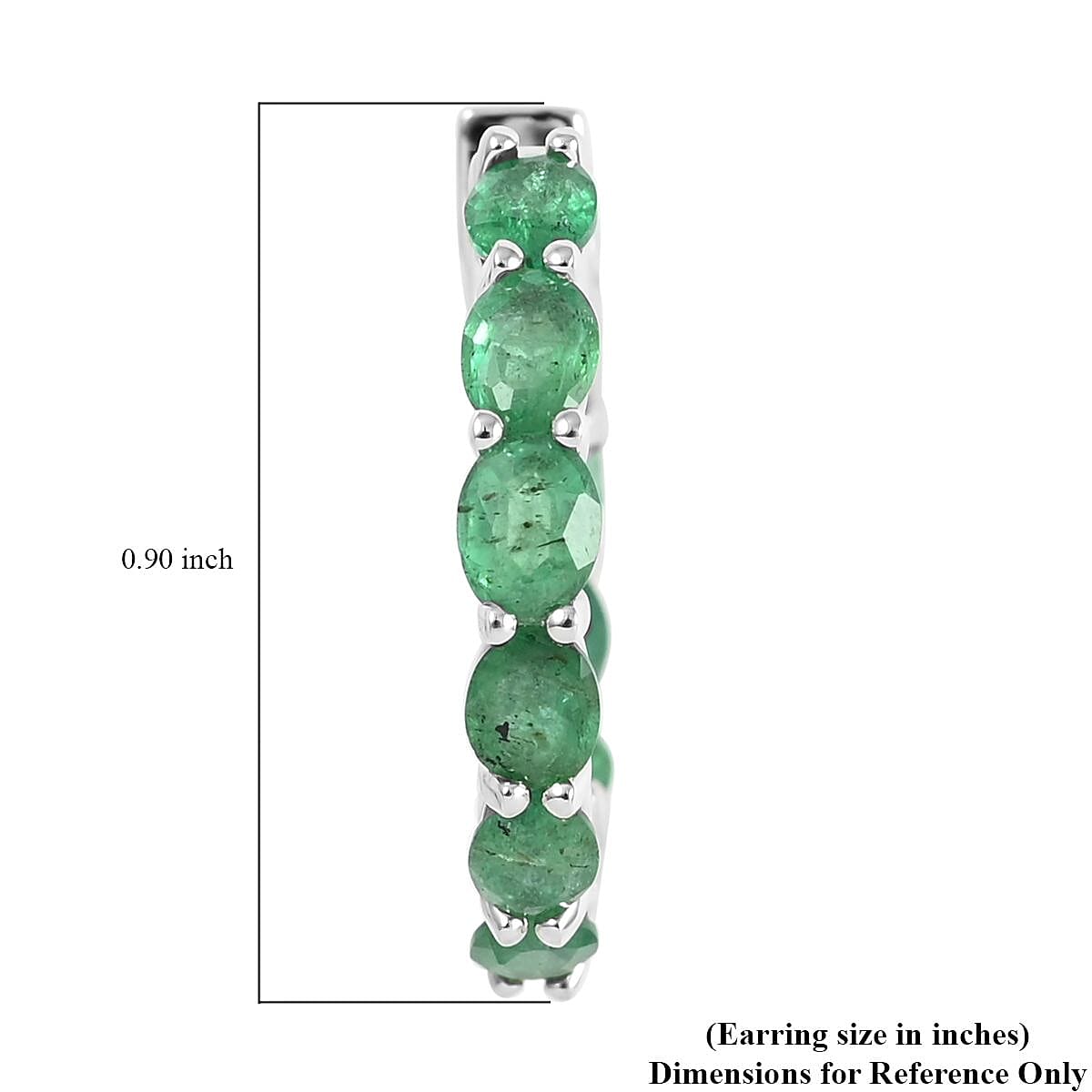 AAA Kagem Emerald Hoop Earrings in Rhodium Over Sterling Silver 3.00 ctw image number 4