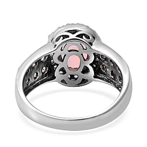 Premium Ethiopian Welo Opal, Green Sapphire and White Zircon Ring in Platinum Over Sterling Silver (Size 8.0) 2.00 ctw