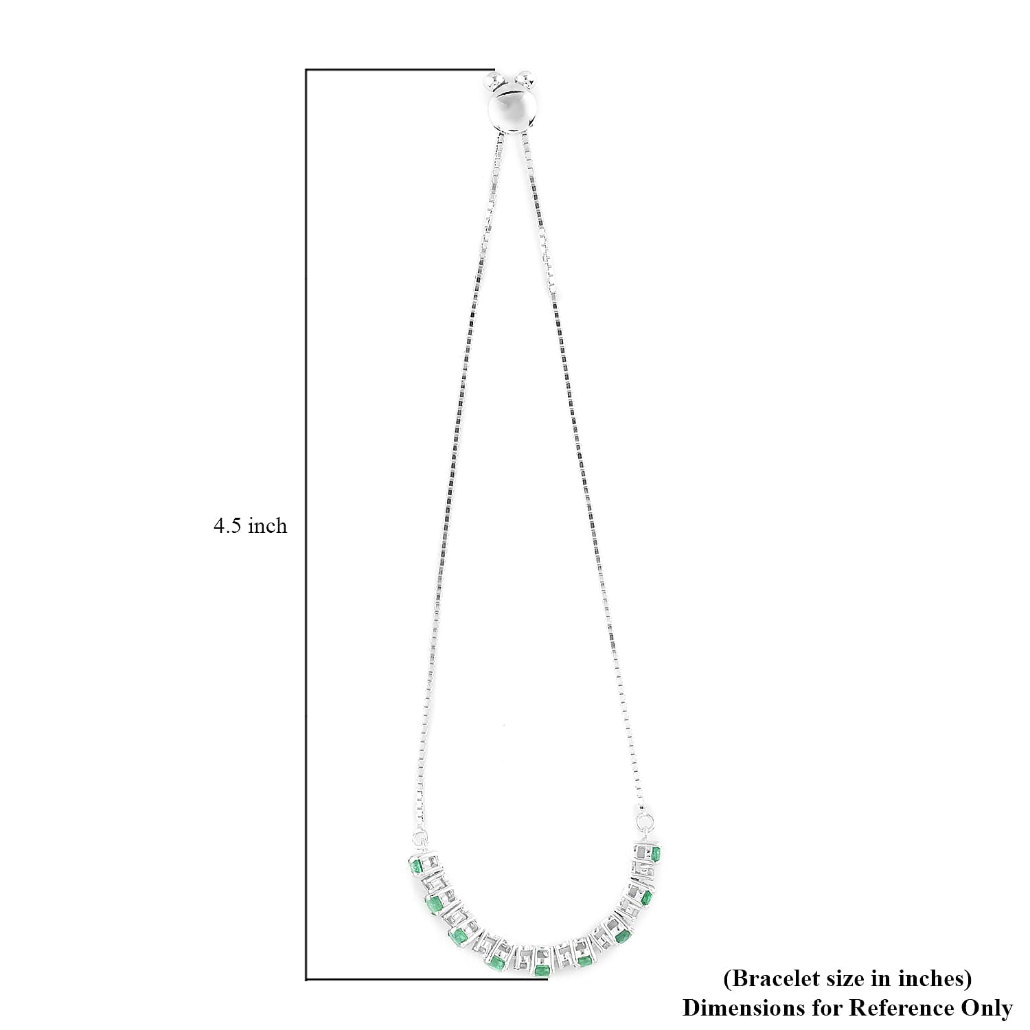 AAA Kagem Emerald and Natural White Zircon Line Bolo Bracelet in Rhodium Over Sterling Silver 1.85 ctw
